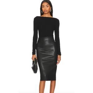 NWOT Enza Costa Faux Leather Midi Skirt, Size 0 $395